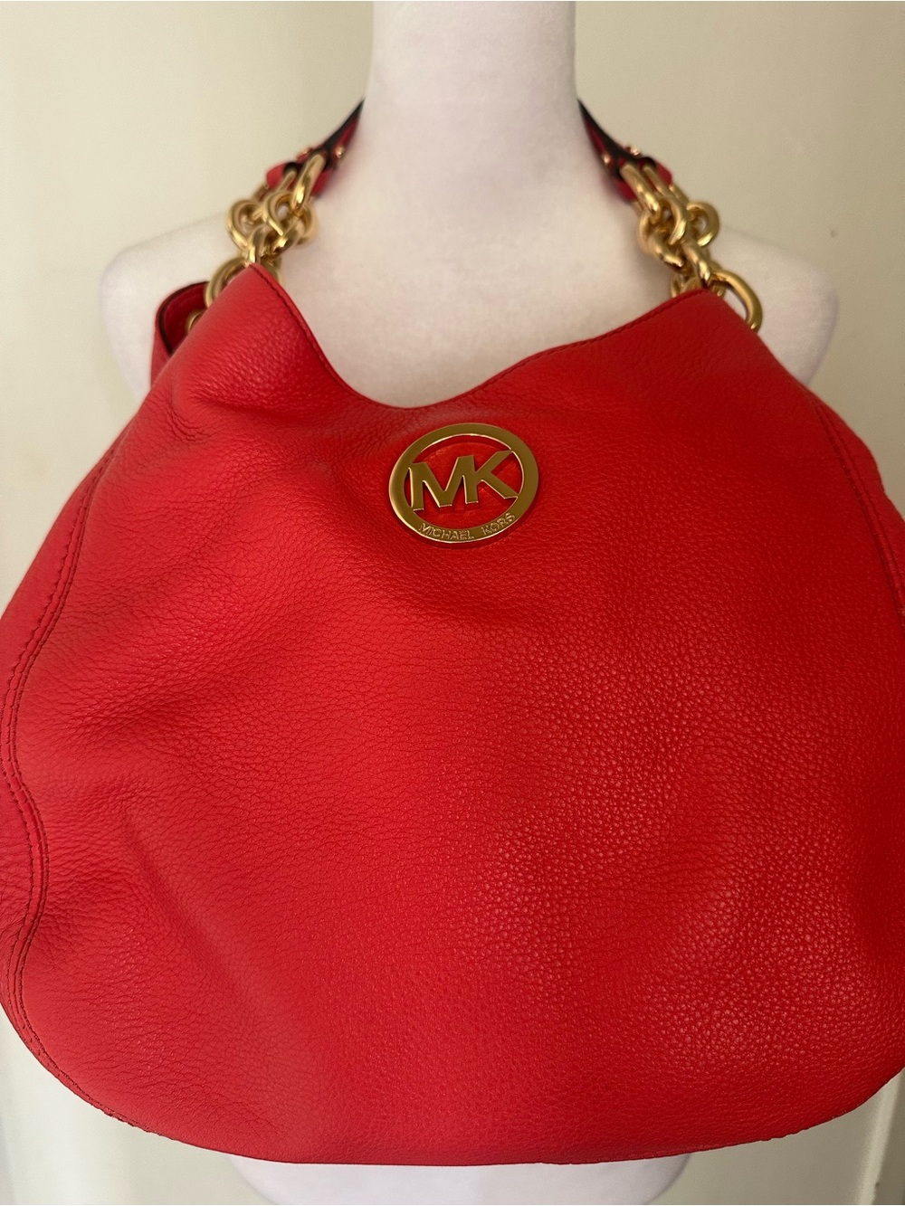 ✨ NWT Michael Kors Fulton Large Leather Hobo Shoulder Bag - Vibrant Coral ✨